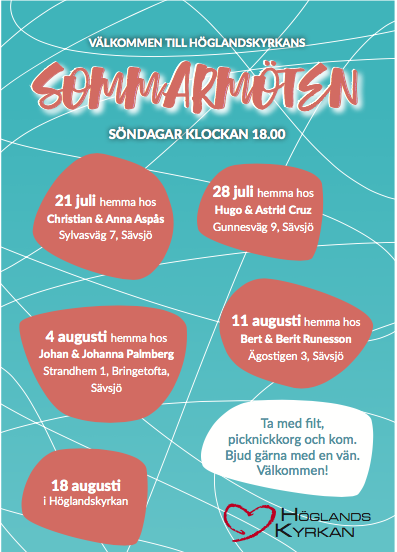Välkomna på sommarmöten i Höglandskyrkan