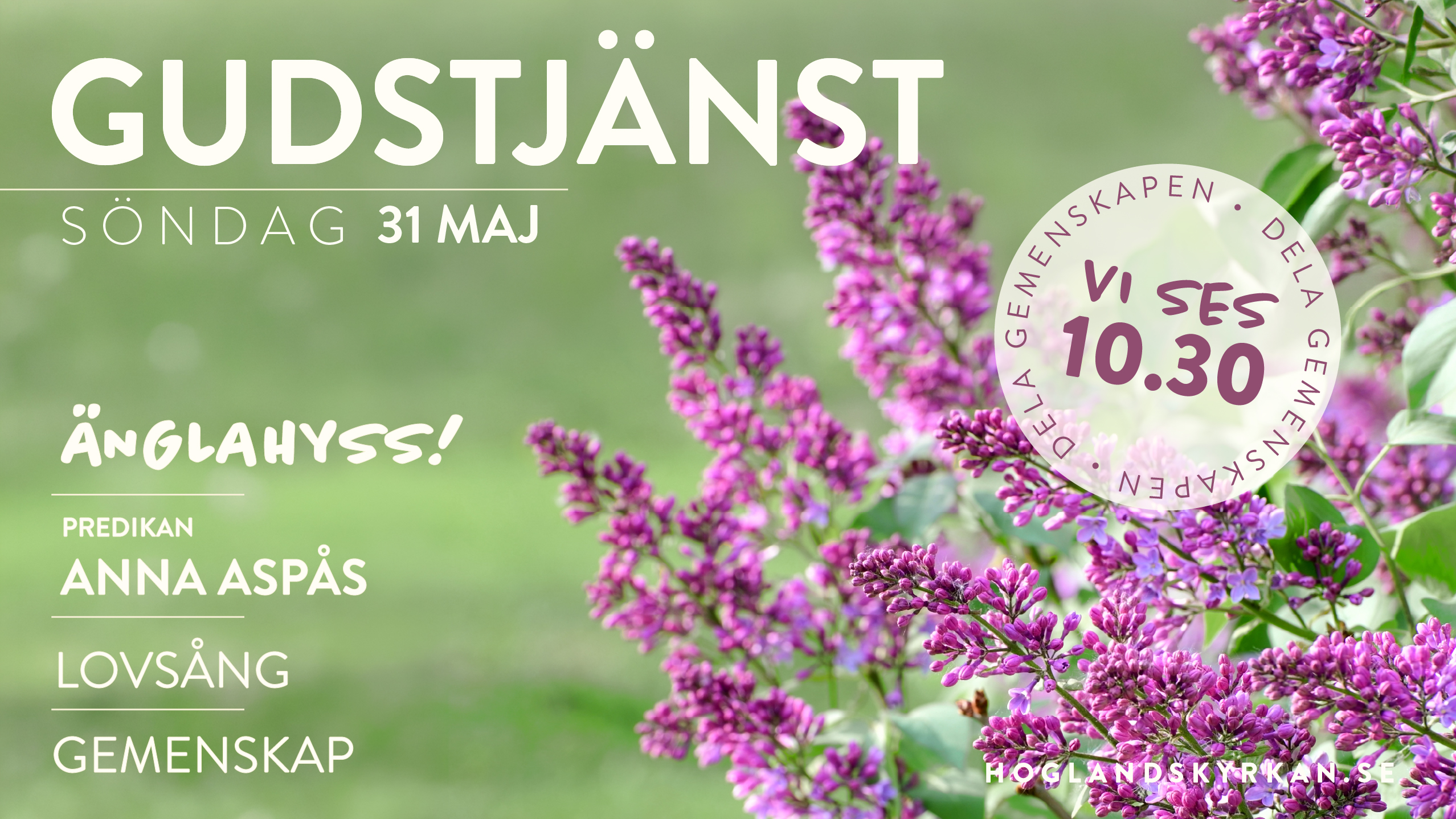 Gudstjänst i Höglandskyrkan söndag 31 maj.